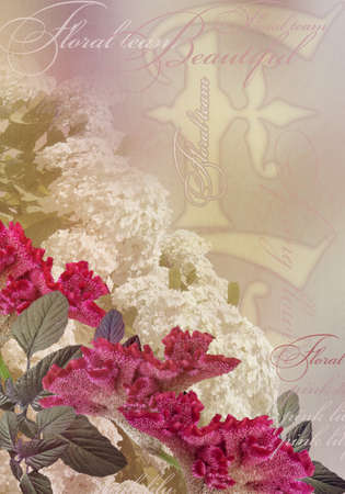 pink floral design, vintage pastel backgroundの写真素材
