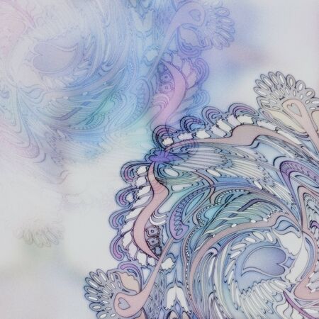 grainy, watercolor floral ornament on white backgroundの写真素材