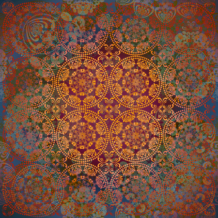 vintage shabby orange floral backgroundの写真素材