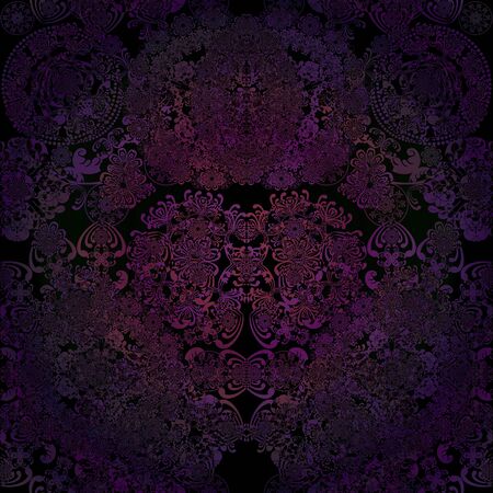 lace floral pattern on dark backgroundの写真素材