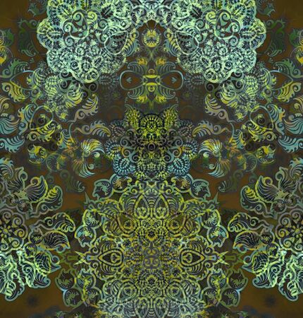 symmetric floral design on dark backgroundの写真素材