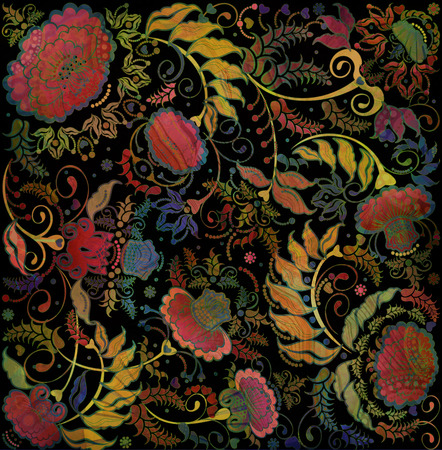 stylized floral spring pattern, fabric  backgroundの写真素材