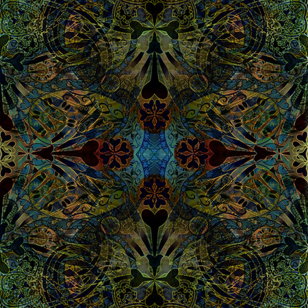 oriental floral patterned background, symmetricの写真素材