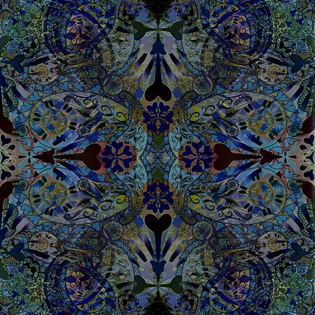 oriental floral patterned background, symmetricの写真素材