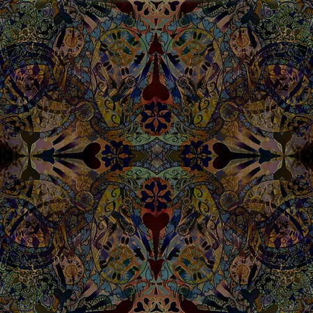oriental floral patterned background, symmetricの写真素材