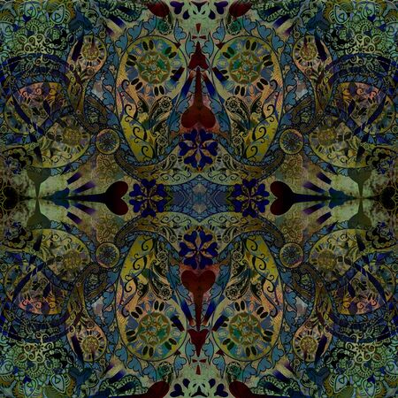 oriental floral patterned background, symmetricの写真素材