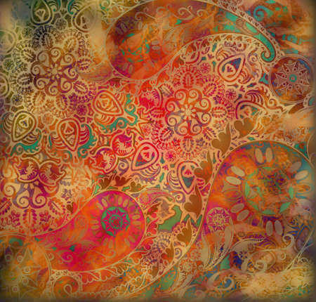 floral orange design on spotted backgroundの写真素材