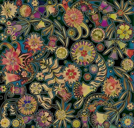 motley floral design on spotted backgroundの写真素材