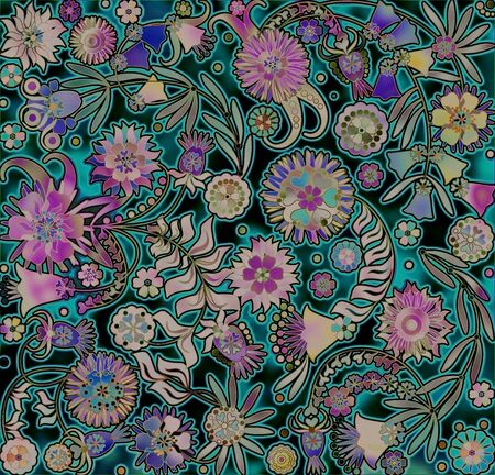 motley floral design on spotted backgroundの写真素材