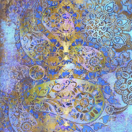 floral pattern blue shabby backgroundの写真素材