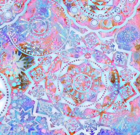motley abstract geometrical pattern with floral elementsの写真素材