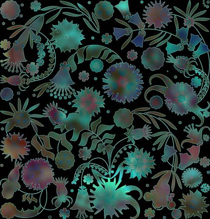 motley abstract floral pattern  on blurred backgroundの写真素材