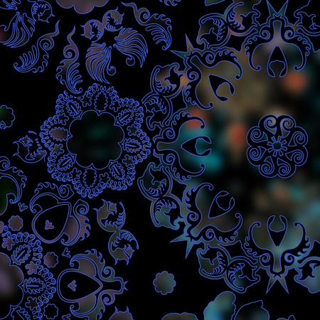 stylized flowers lace on dark  backgroundの写真素材