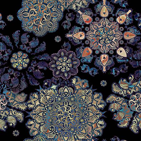 stylized flowers lace  background on blackの写真素材