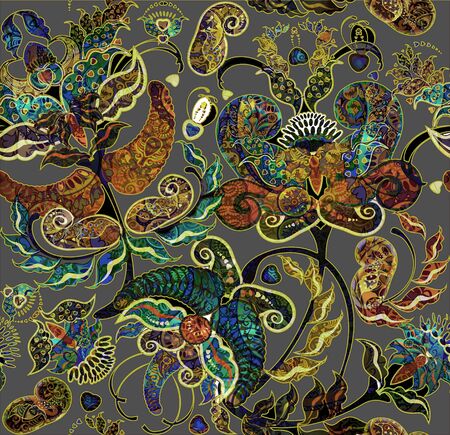 floral shabby exotic oriental pattern motleyの写真素材