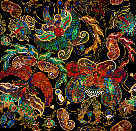 floral shabby exotic oriental pattern motleyの写真素材