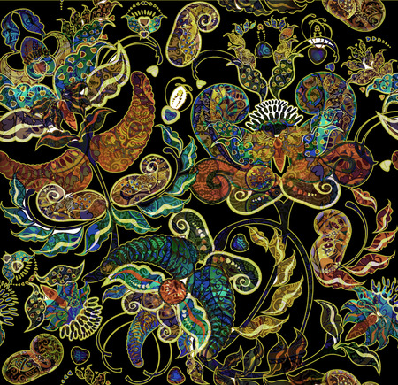 floral shabby exotic oriental pattern motleyの写真素材