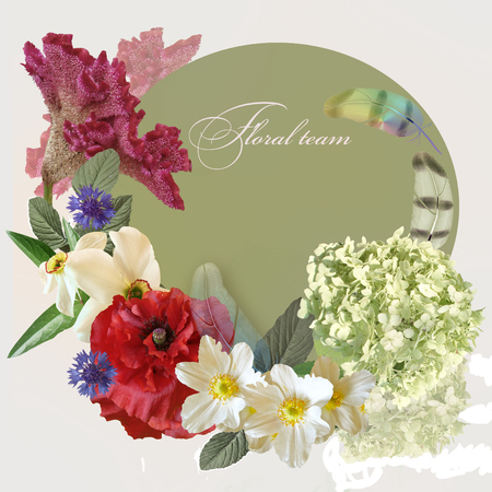 floral design bouquet on greenの写真素材