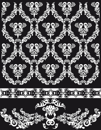 floral pattern black and whiteのイラスト素材