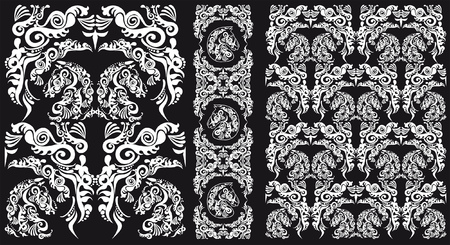 black and white pattern with horse headのイラスト素材