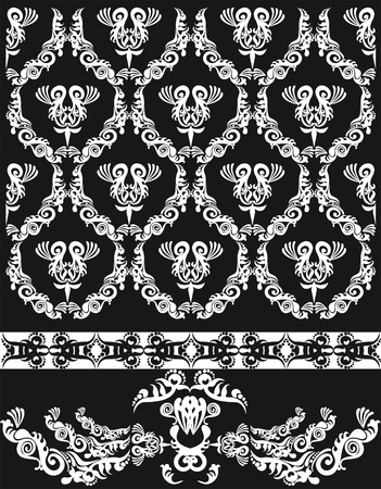 floral pattern black and whiteのイラスト素材