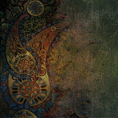 oriental floral design on shabby backgroundの写真素材