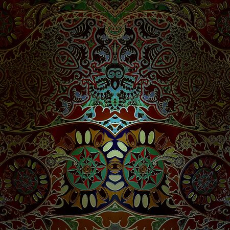 watercolor floral ornament on colored backgroundの写真素材