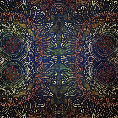 abstract old shabby dark floral patternの写真素材
