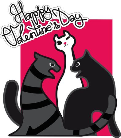 indifferently and fighters cats, love confrontation postcardのイラスト素材