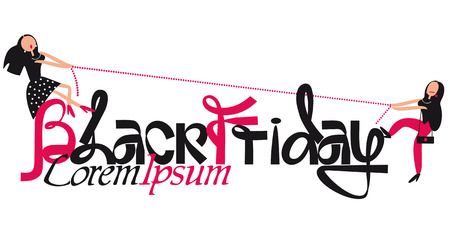 black friday  handwriting, emotional girl on saleのイラスト素材
