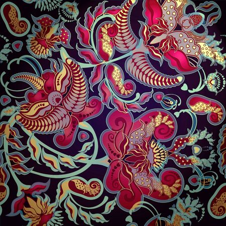  floral pattern on black backgroundの写真素材
