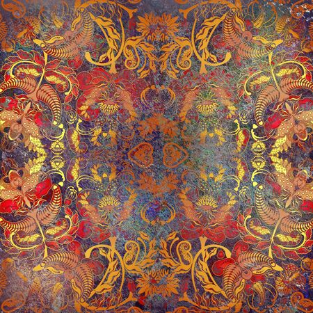  floral pattern on blue backgroundの写真素材