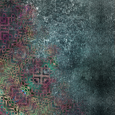 ethnic geometric pattern, green stone imitation granular backgroundの写真素材