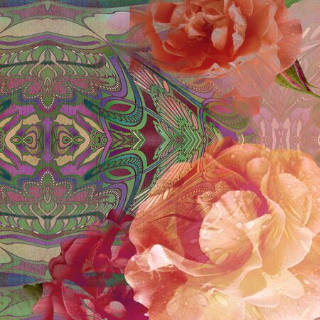 motley abstract ornamentm, shabby, rough backgroundの写真素材