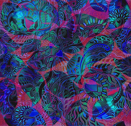 floral pattern cover  background, indian motif の写真素材