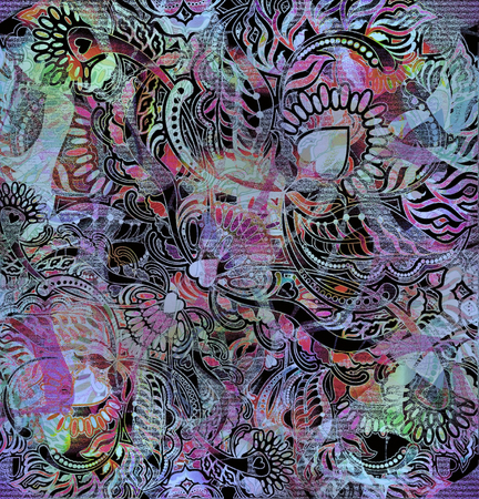 floral pattern cover  background, indian motif の写真素材