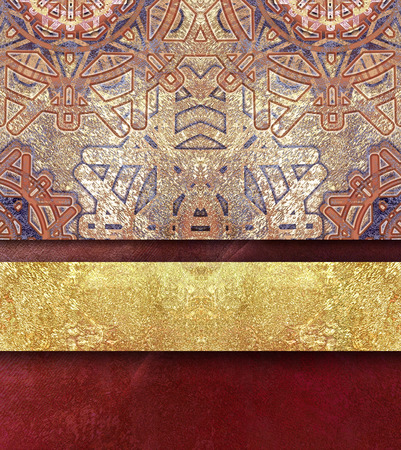 abstract red textured background with golden sprayingの写真素材