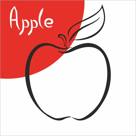 apple, fruit, silhouette, abstract, black and white, sketch,  juice, labelのイラスト素材