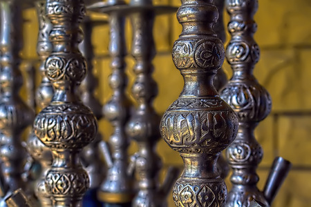 there are retro entartainment objects hookah traditional middle east cultureの写真素材