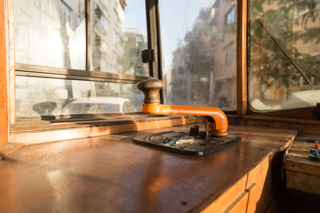 Interior of tramway and its control cabinの写真素材