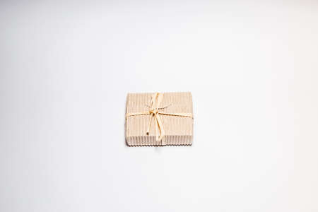 Isolated flatlay vintage gift box from paperの写真素材