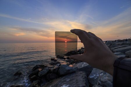 How to nd filter effects the image, reverse light image and very shallow depth of fieldの写真素材