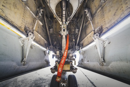 airplane landing gear detail viewの写真素材
