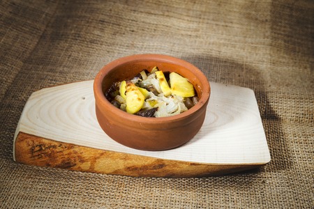 Homemade Turkish pot kebap, yellow filter applied imageの写真素材