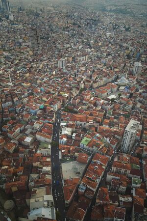 Istanbul view from air shows us amazing sunset sceneの写真素材