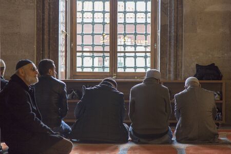 Istanbul, Turkey; December 29, 2017: Muslims in the mosque during the prayのeditorial素材
