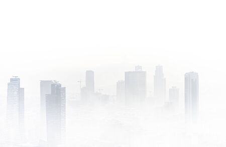 Foggy aerial and artistic ciew from Istanbul during sunset
