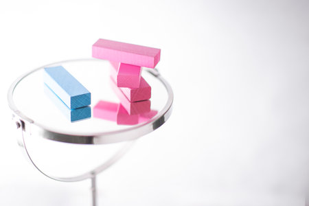 Affirmative action about gender problems concept theme with colorful objects, include copy space.の写真素材