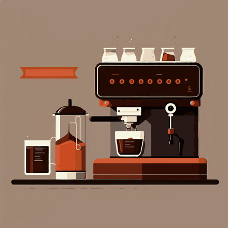 Coffee machine for making espresso. Flat style vector illustration.の素材