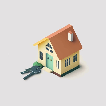 Real estate concept with house, keys and keyring. Vector illustration.の素材